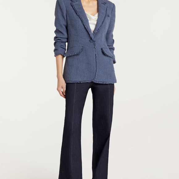 Cinq à Sept Blue Textured Blazer - Picture 2 of 10